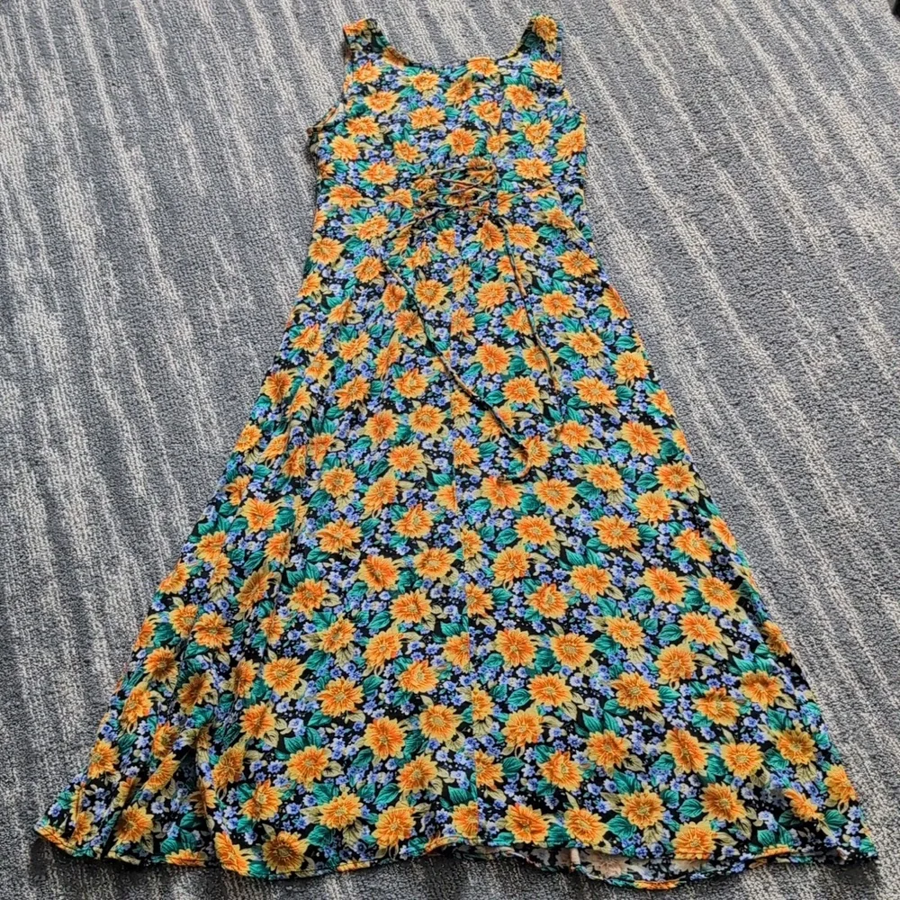 All that Jazz Yellow - VINTAGE 90s Sunflower Maxi Dress - Picture 4 of 5